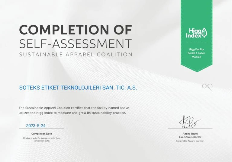Higg Index self-assessment completion document